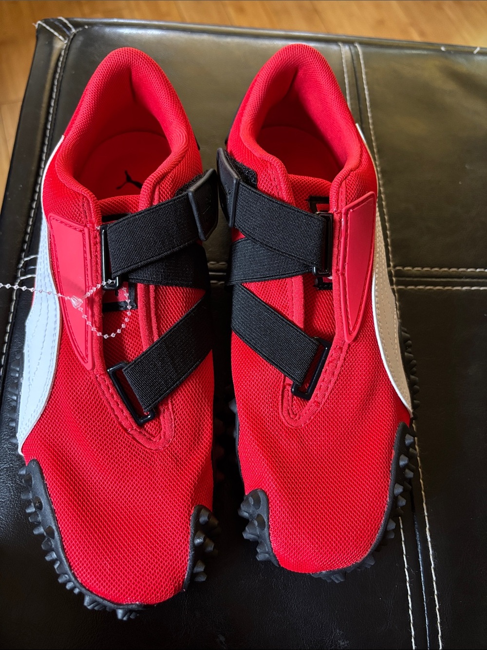 Puma Red Athletic Sneakers with White Formstrip and Black Straps